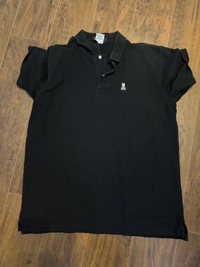 Psycho Bunny Men's Black Polo Shirt with Small Embroidered Logo
